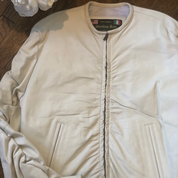 NWT | Vintage Genuine White Leather Bomber Jacket - Picture 6 of 15